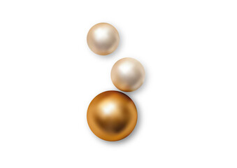 Three pearl of different colors isolated on transparent background for jewelry design