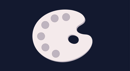 Obraz premium A minimalist white artist's paint palette with several round depressions and a thumbhole, set against a dark background.