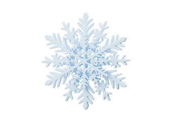A delicate blue snowflake isolated on transparent background, a symbol of winter