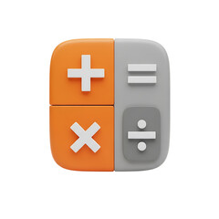 Obraz premium Calculator app icon with plus minus multiply and divide symbols isolated on transparent background