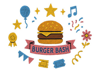 Celebrate with friends at a fun burger bash featuring decorations and tasty treats