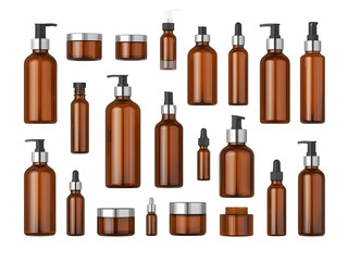 Amber Glass Cosmetic Container Collection for Beauty and Personal Care Products