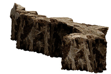 old tree trunk/Close-up view of rough brown rock formation with natural texture and rugged surface, showing details of geological layers.