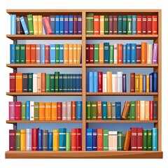 Bookshelf Filled with Colorful Books Illustration
