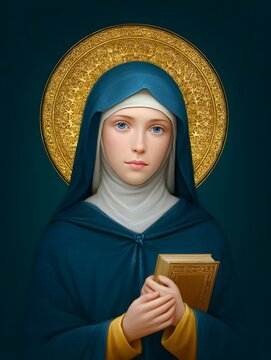 saint bridget of sweden glowing with a halo holding a book or scripture