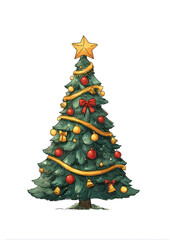 illustration of a christmas tree with decorations