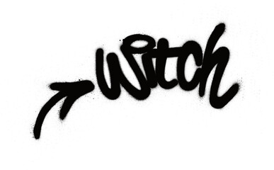 graffiti witch word sprayed in black over white