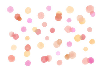 手描きの水玉 水彩あしらい 赤 ピンク