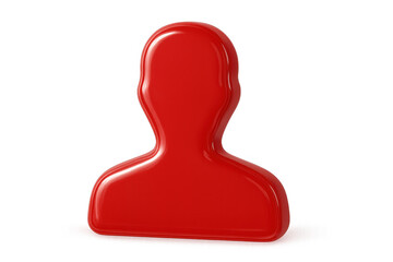 Red glossy person profile icon representing user account avatar or anonymous identity with transparent background