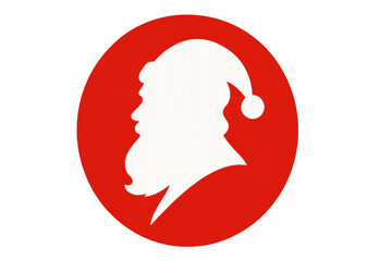 Santa claus profile silhouette in red circle, depicting winter holiday traditions and christmas celebration