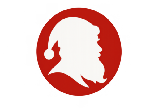 Santa claus silhouette profile icon on red circle, celebrating christmas holiday spirit, transparent background - Powered by Adobe