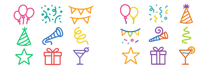 Colorful party decorations with balloons, confetti, and festive items for celebrations in a fun and lively setting