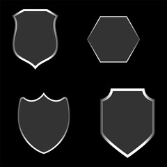 Light frame liquid glass elements with glowing effect, circles, stars, futuristic HUD interface design set for web and mobile apps, vector illustration