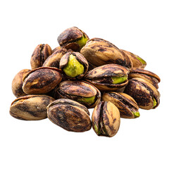 Roasted Pistachio Nut Heap Isolated on White Background for Food Concepts