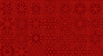 Intricate geometric snowflake pattern in deep rich red for festive holiday backgrounds