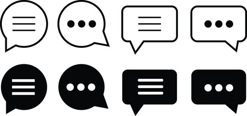Set of Chat Message Bubbles Icon. Communication icons. Hamburger web. List menu sign.  App burger icons. three horizontal bars
