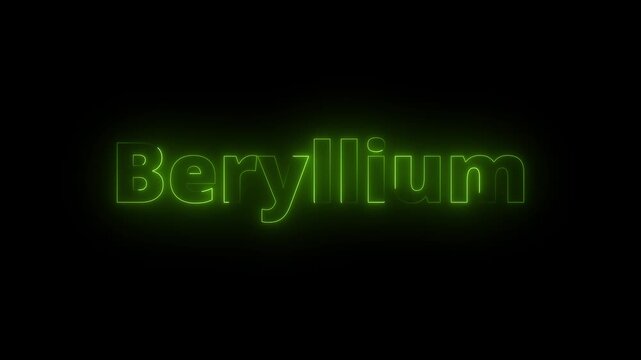 Beryllium, chemical element of the periodic table graphic animation on a black background motion design. 4K resolution