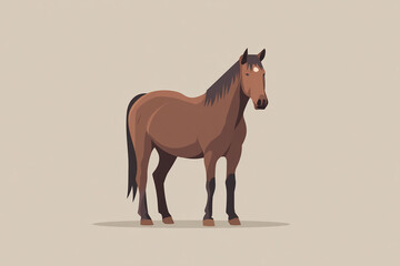 落ち着いた色合いの馬の立ち姿イラスト