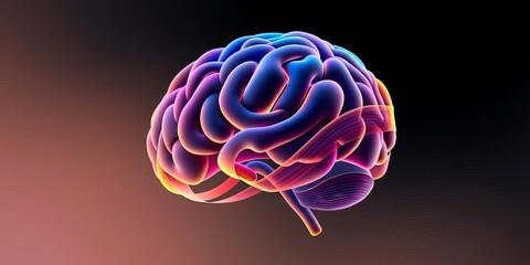 Abstract gradient flowing lines forming brain shape,  artificial intelligence,  ripple