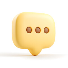 3d clay style icon of a yellow chat bubble