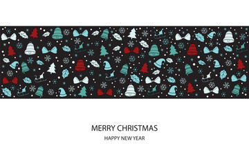 Christmas and New Year pattern. New Year symbols. Vector design template.