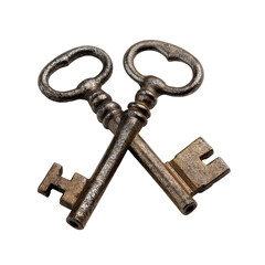 Vintage Antique Keys Displayed on Transparent Surface