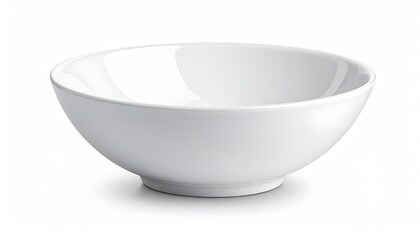 Isolated White Ceramic Bowl with Shadow on White Background