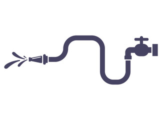 Icon of a hose with water for watering a lawn. Flat illustration.