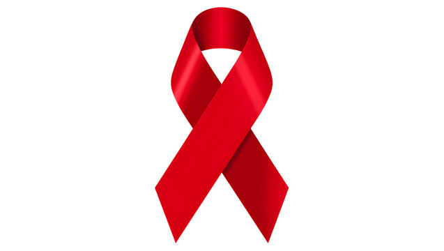 Symbol of hope red ribbon against white for awareness and support global causes