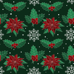 Christmas and New Year pattern. New Year symbols. Vector design template.