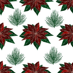 Christmas and New Year pattern. New Year symbols. Vector design template.