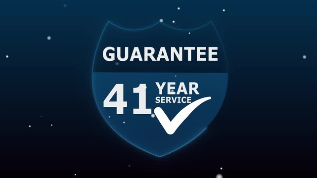 A abstract glowing modern &ldquo;41 Year Guarantee&rdquo; label design suitable for product packaging animation, promotional materials, and digital marketing with background.