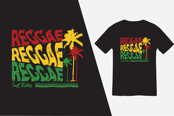 Reggae Rasta T-Shirt Design — Red Yellow Green Brush Style with Bold Typography