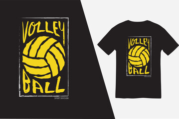 Volleyball Sport Division T-shirt Design with Grunge Style Illustration