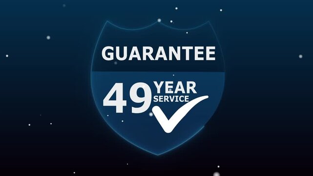 A abstract glowing modern &ldquo;49 Year Guarantee&rdquo; label design suitable for product packaging animation, promotional materials, and digital marketing with background.