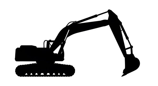 Excavator Silhouette - Heavy Machinery for Construction and Earthmoving Projects.