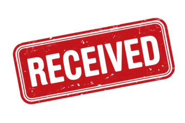 Bold red stamp confirms document receipt for business approval