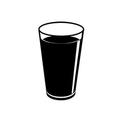 Illustration of a full glass with a dark liquid on a plain white background on transparent background