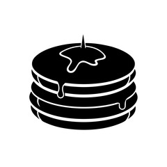 Illustration of a stack of pancakes with syrup dripping down the sides and top on transparent background
