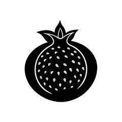 Illustration of a black pomegranate with seeds on a white background artful on transparent background