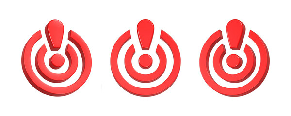 3d rendering icon color signal ring red color