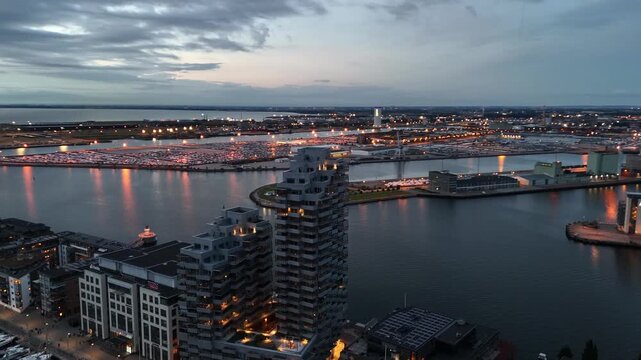 Drone captures Malm&ouml;&rsquo;s maritime skyline in tranquil summer hues