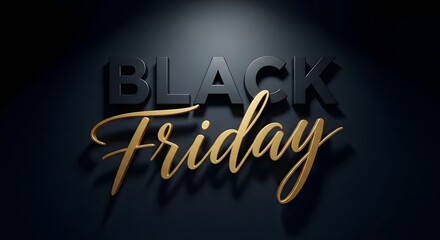 Obraz premium Elegant golden black friday text with dramatic spotlight and shadow effect
