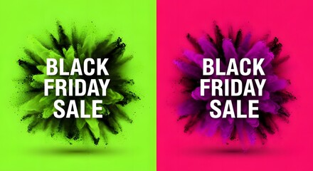 Explosive black friday sale announcement with vibrant color bursts