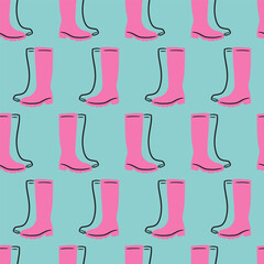 Spring Rubber Boots Vector Seamless Pattern