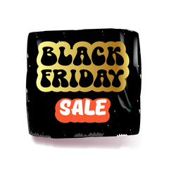 Black Friday SALE gold and black sticker isolated on white. black friday Price sale sticker, sale sticker, price tag, retro label, sale or discount sticker, promotional badge set, shopping label png