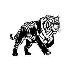 Running Tiger Silhouette Vector, Wild Animal