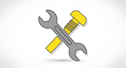 Crossed wrench and bolt illustration for repair and maintenance.