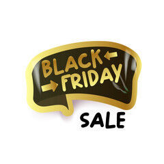 Black Friday SALE gold and black sticker isolated on white. black friday Price sale sticker, sale sticker, price tag, retro label, sale or discount sticker, promotional badge set, shopping label png