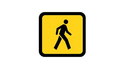 Pedestrian Crossing Sign - Yellow Square with Black Walking Person Symbol.